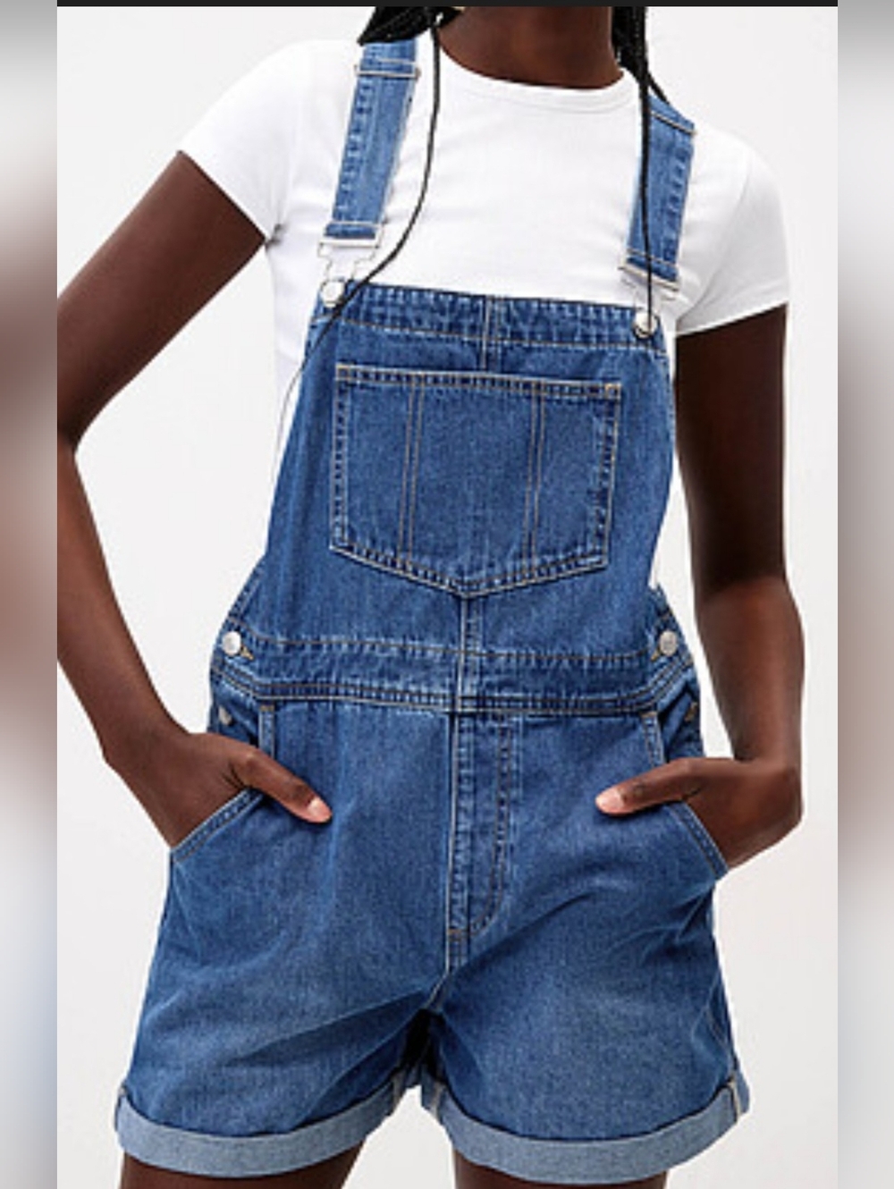 Lee Classic Blue Denim Short Overalls Women’s Size XL Adjustable Straps